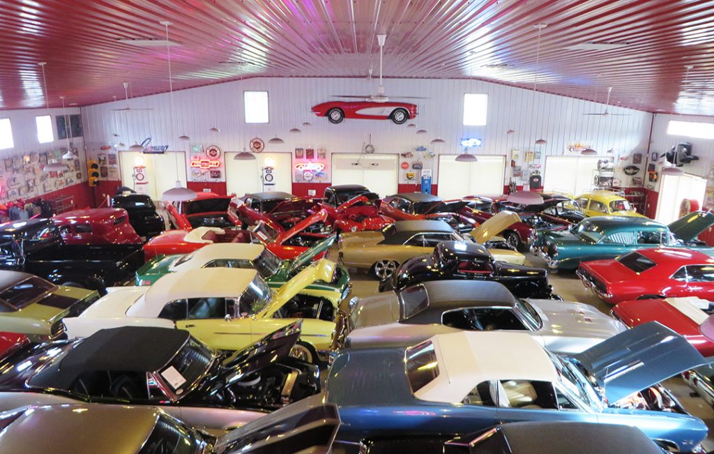 Showroom full of classic cars
