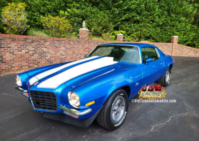 1973 Chevrolet Camaro in Wave Blue with a white stripe