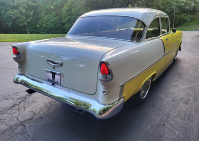 1955 Chevrolet Sedan in Yellow and White - exterior