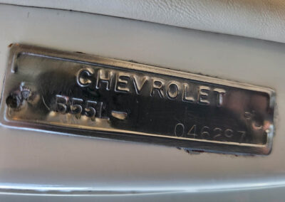1955 Chevrolet Sedan in Yellow and White - interior VIN tag