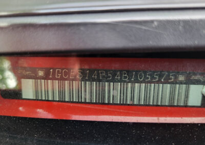 2004 Chevrolet SSR in Red - VIN tag