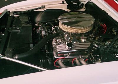 1967 Chevrolet Camaro Convertible in White with stripes - engine