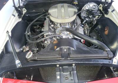 1967 Chevrolet Camaro Convertible in White with Stripes - engine