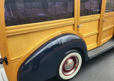 1940 Ford Woody - All Steel in Midnight Blue and maple/birdseye wood - exterior shot