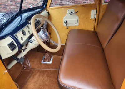 1940 Ford Woody - All Steel in Midnight Blue and maple/birdseye wood - interior shot