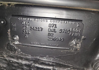 1967 Pontiac GTO in Montreux Blue - trim tag