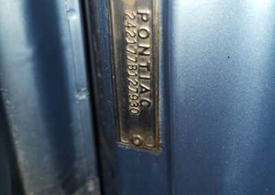 1967 Pontiac GTO in Montreux Blue - VIN plate