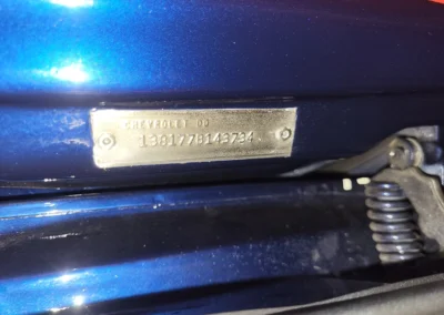 1967 Chevelle SS Restomod in Deepwater Blue - vin tag